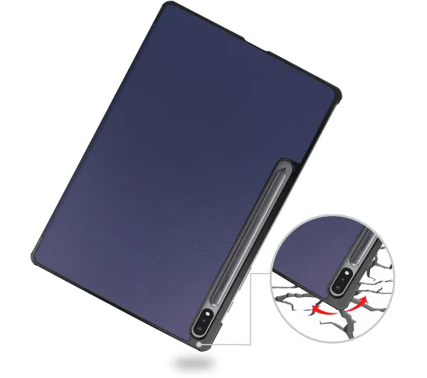 Bizon Case Tab Croc z klapką do Samsung Galaxy Tab S8 Plus / S7 Plus Granatowy
