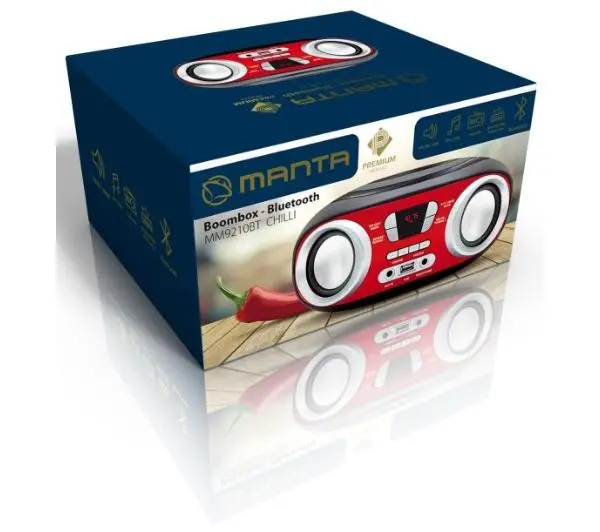 Manta MM9210BT CHILLI Bluetooth Czarno-czerwony + Słuchawki MNH02 - ⚡ EURO HIT CENOWY! ⚡