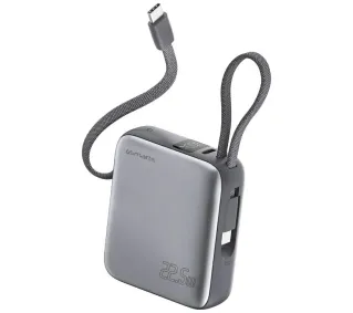 4smarts Pocket Dual Cord 10000mAh 22,5W Wbudowany kabel USB-C Szary