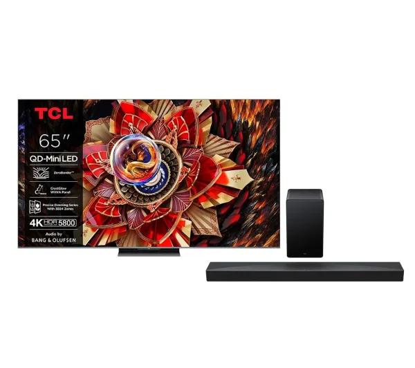 TCL 65C9K 65" QD-Mini LED 4K 144Hz Google TV Dolby Vision IQ Dolby Atmos HDMI 2.1 DVB-T2 + Soundbar TCL Q65H