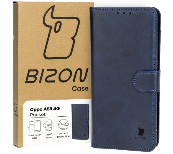 Bizon z klapką Pocket do Oppo A58 4G Granatowy