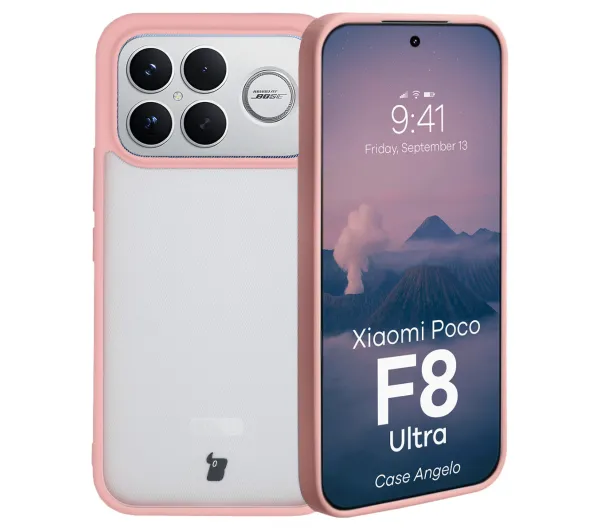 Bizon Angelo do Xiaomi POCO F8 Ultra Półprzeźroczyste z różową ramką