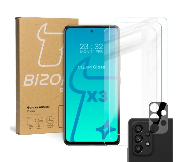 Bizon 3x Szkło hartowane + szybka na aparat Glass Clear Pack do Samsung Galaxy A53 5G