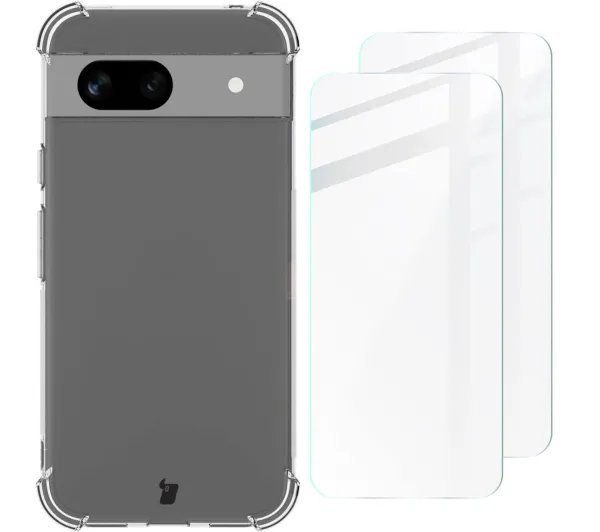 Bizon elastyczne etui + 2x szkło hartowane Clear Pack do Google Pixel 8a