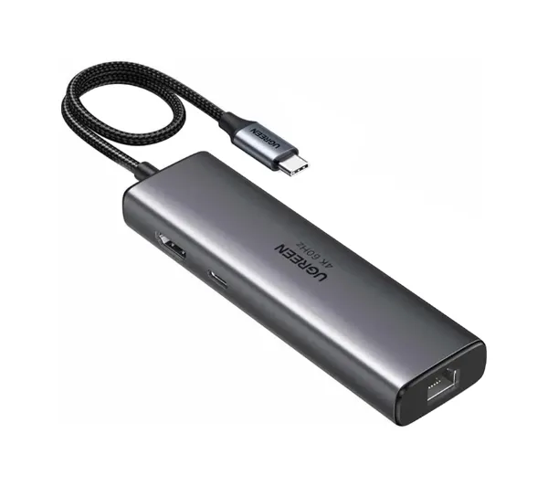 UGREEN CM512 6w1 HDMI 4K USB RJ45 PD Szary