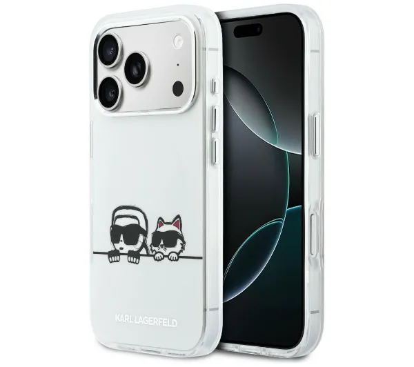 Karl Lagerfeld IML Karl & Choupette Peekaboo Logo MagSafe do iPhone 17 Pro Biały