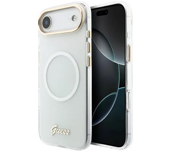 Guess IML Gradient Script Metal MagSafe do iPhone Air Biały