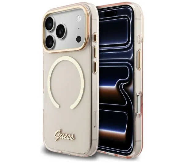 Guess IML Script Metal MagSafe do iPhone 17 Pro Różowy