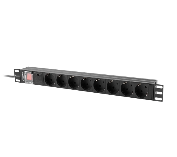 Lanberg RACK PDU 19" 1U 16A 8x Schuko Czarny 2m