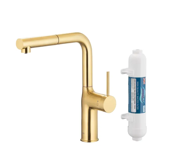 Baterie kuchenne - KFA Armatura Duero Pure Move Pull-Out 6623-422-39 Jasne złoto Stal szlachetna