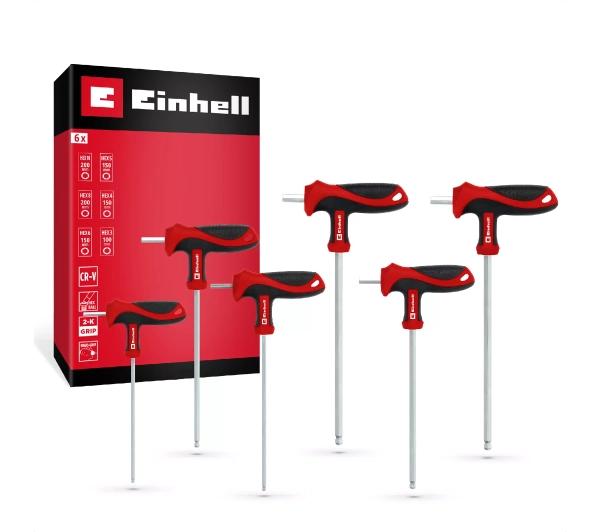 Einhell Zestaw wkrętaków imbusowych z uchwytem T - 6 cz.