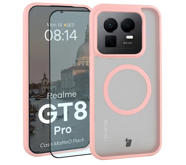 Bizon MatteO Pack do Realme GT 8 Pro Jasnoróżowy