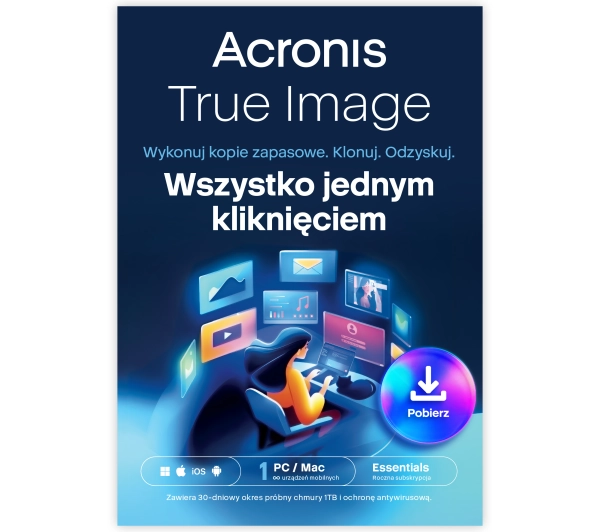 Acronis True Image Essentials 1 PC lub Mac Kod aktywacyjny