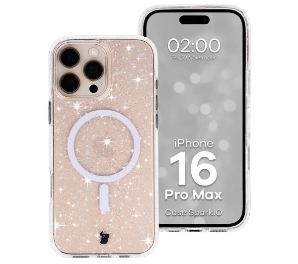 Bizon Case SparklO do iPhone 16 Pro Max Przezroczyste z Brokatem
