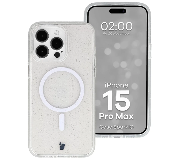 Bizon Case SparklO do iPhone 15 Pro Max Przezroczyste z Brokatem
