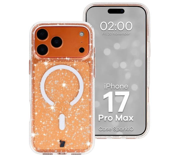 Bizon Case SparklO do iPhone 17 Pro Max Przezroczyste z Brokatem