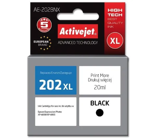 ActiveJet AE-202BNX (zamiennik 202XL) Czarny 20 ml
