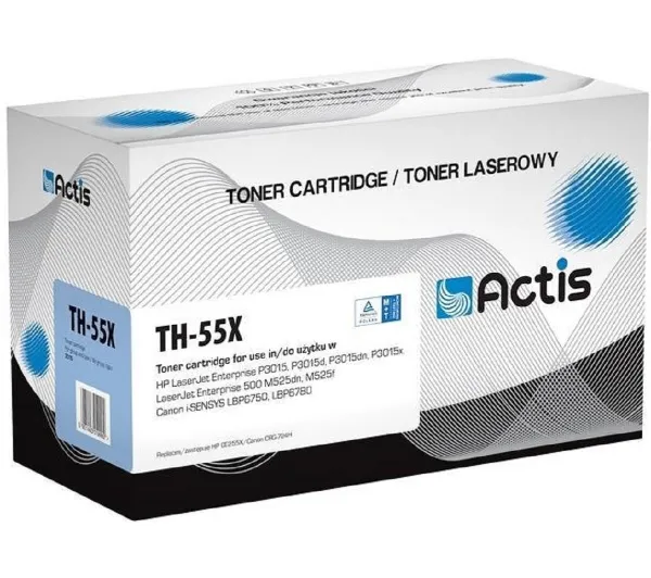 Actis TH-55X Toner do drukarek HP, Canon, Zamiennik HP 55X CE255X, Canon CRG-724H;  Standard;  12500 stron;  czarny.