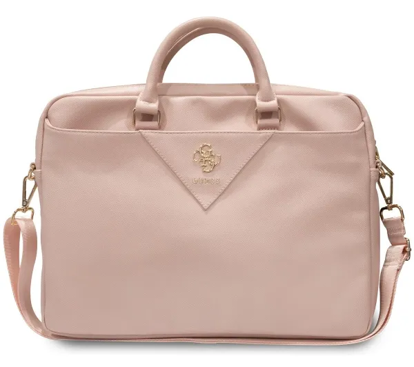 Guess ZIP Leather Triangle 16" Różowy