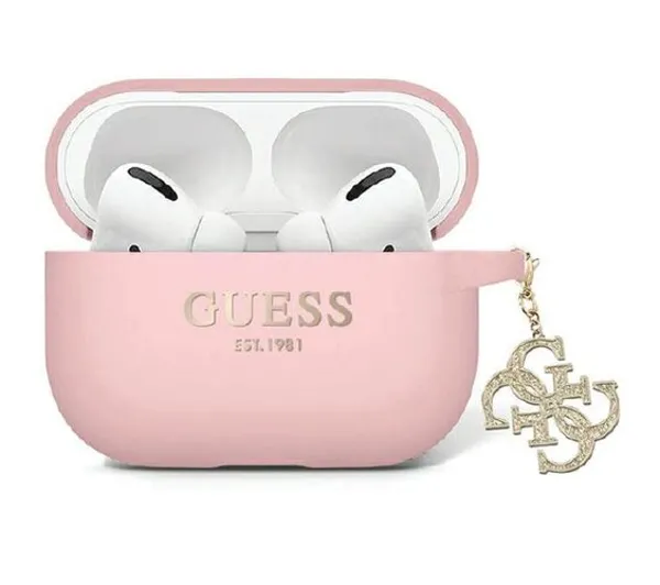 Guess Liquid Silicone Glitter Triangle Charm do Apple Airpods Pro 2 Różowy