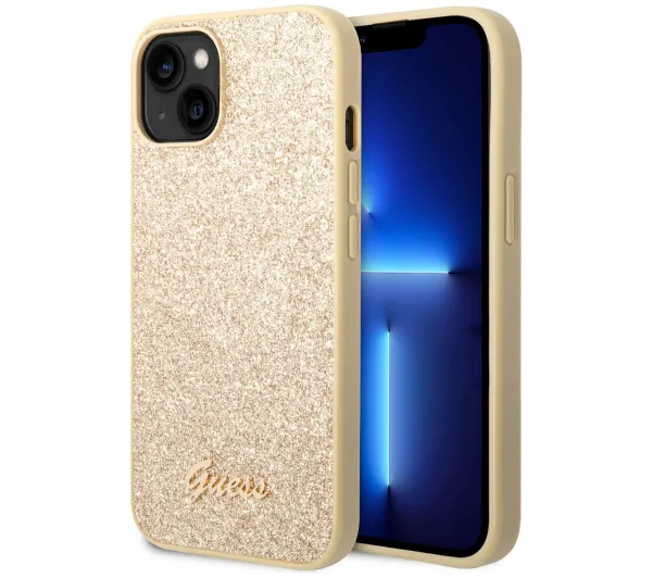 Guess Hardcase Glitter Script do iPhone 14 / 15 Złoty