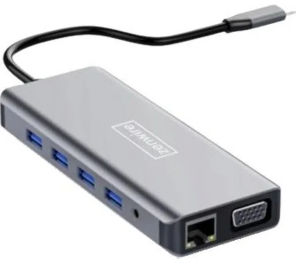 Stacja dokująca Zenwire 12w1 Usb-c 2x Hdmi Vga Usb mini jack Sd Ethernet