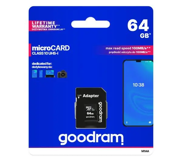 GoodRam microSDXC Class 10 64GB + adapter - ⚡ EURO HIT CENOWY! ⚡