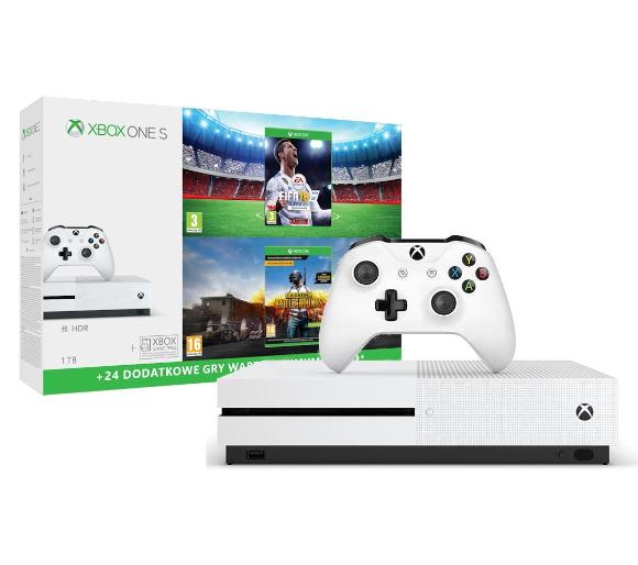 konsola Xbox One S Xbox One S 1TB + FIFA 18 + Playerunknown's Battlegrounds + XBL 6 m-ce