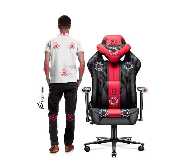 Diablo Chairs X-Player 2.0 Normal Size Gamingowy do 150kg Skóra ECO Tkanina Karmazynowo-antracytowy - Kup na Raty - RRSO 0%