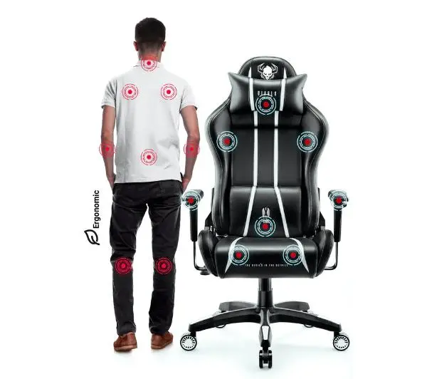 Diablo Chairs X-One 2.0 Normal Size Gamingowy do 136kg Skóra ECO Tkanina Czarno-biały - Kup na Raty - RRSO 0%