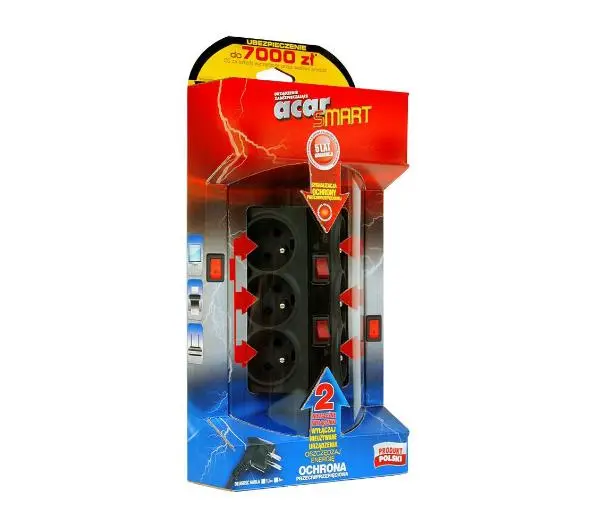 Acar SMART 6 gniazd 1,5m Szary