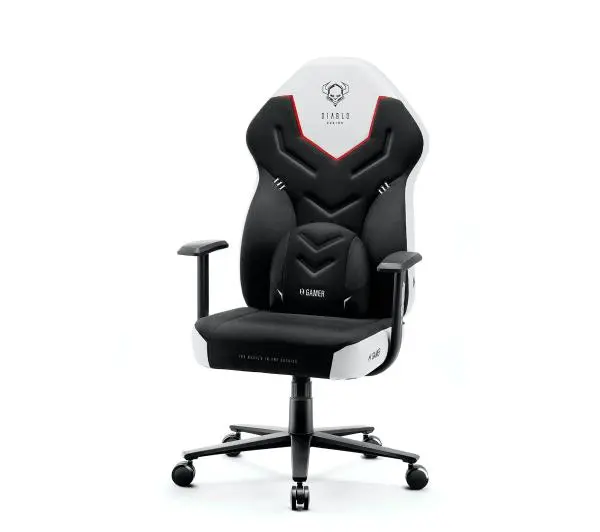 Diablo Chairs X-Gamer 2.0 Normal Size Gamingowy do 150kg Skóra ECO Tkanina Snow white - Kup na Raty - RRSO 0%