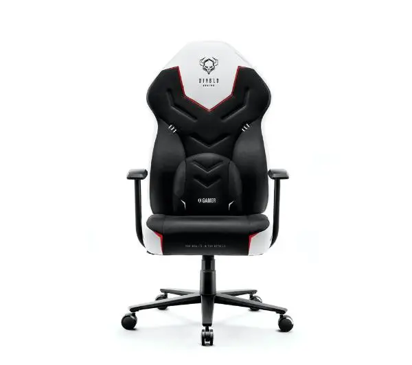 Diablo Chairs X-Gamer 2.0 Normal Size Gamingowy do 150kg Skóra ECO Tkanina Snow white