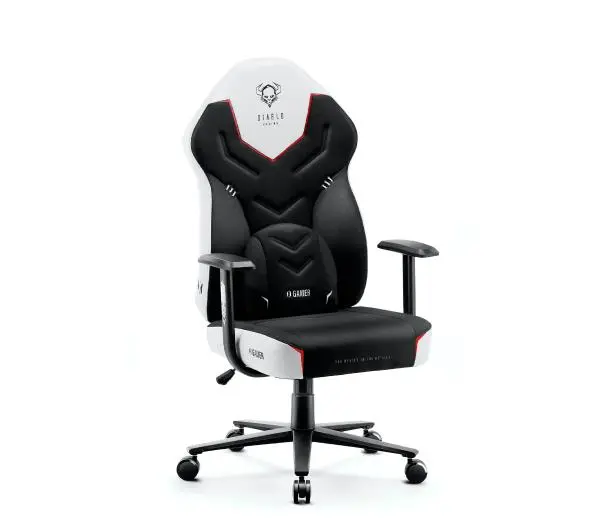 Diablo Chairs X-Gamer 2.0 Normal Size Gamingowy do 150kg Skóra ECO Tkanina Snow white - Kup na Raty - RRSO 0%