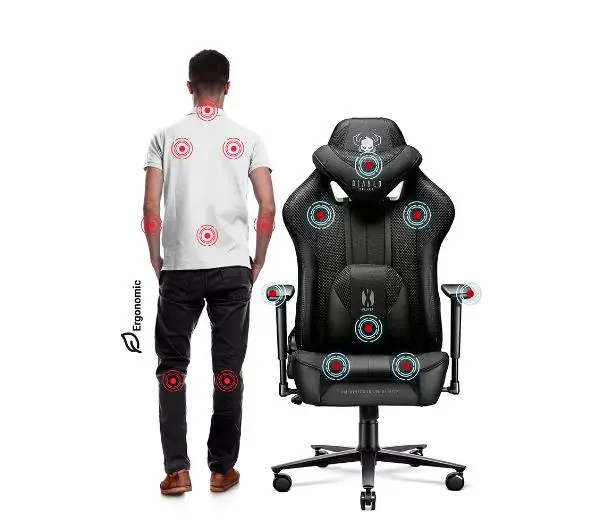 Diablo Chairs X-Player 2.0 King Size Gamingowy do 160kg Skóra ECO Tkanina Czarny - Kup na Raty - RRSO 0%