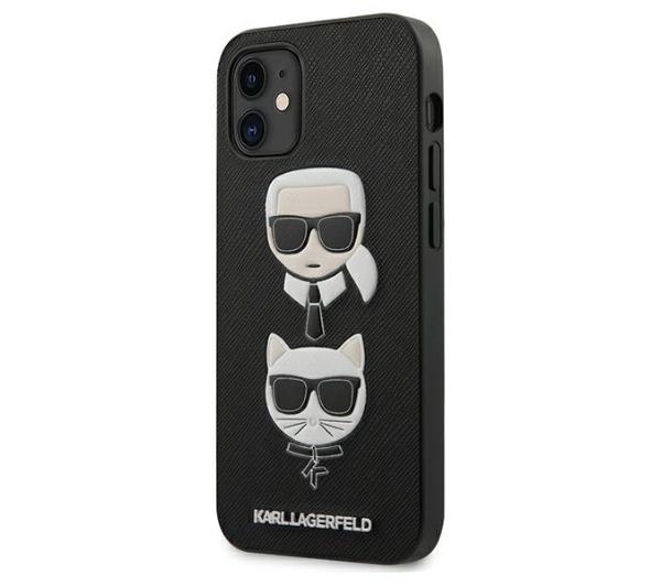 Karl Lagerfeld Saffiano Ikonik Karl & Choupette Head KLHCP12SSAKICKCBK do iPhone 12 mini-Zdjęcie-0