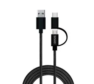 Savio CL-128 do 2w1 USB do micro USB/typ C 1m Czarny