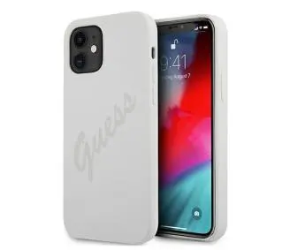 Guess Silicone Vintage Script GUHCP12SLSVSCR do iPhone 12 mini Kremowy
