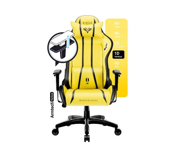 Diablo Chairs X-One 2.0 Normal Size Electric Yellow Gamingowy do 136kg Skóra ECO Tkanina Żółto-czarny - Kup na Raty - RRSO 0%