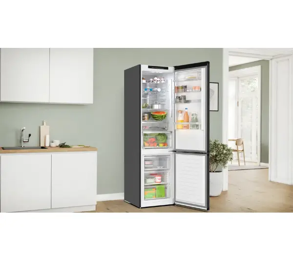 Bosch Serie 6 KGN39LBCF Pełny No Frost 203cm Szuflada z kontrolą wilgotności Czarne szkło - DRUGI -30%, ALBO 5-TY ZA 1ZŁ - Kup na Raty - RRSO 0%