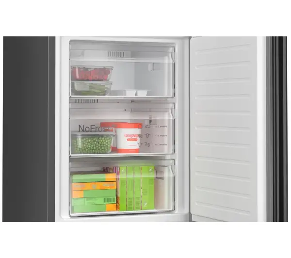 Bosch Serie 6 KGN39LBCF Pełny No Frost 203cm Szuflada z kontrolą wilgotności Czarne szkło - DRUGI -30%, ALBO 5-TY ZA 1ZŁ - Kup na Raty - RRSO 0%