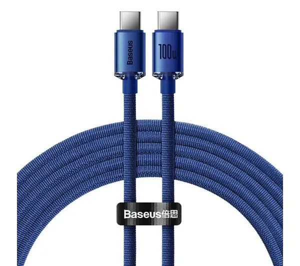 Baseus USB-C do USB-C Crystal 100W 1,2m Niebieski