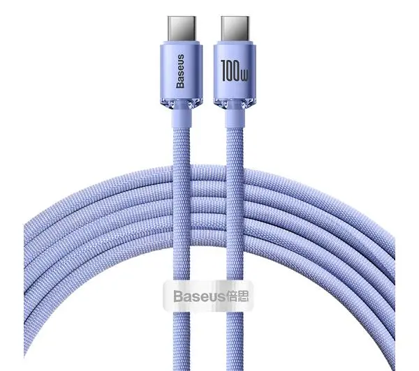 Baseus USB-C do USB-C Crystal 100W 2 m Fioletowy