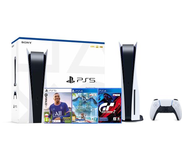konsola PS5 Sony PlayStation 5 (PS5) + Gran Turismo 7 + Horizon Forbidden West + FIFA 22