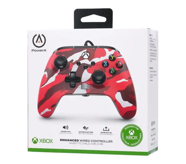 PowerA Enhanced Red Camo do Xbox Series X/S, Xbox One, PC Przewodowy