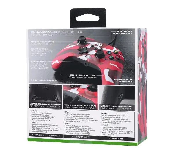 PowerA Enhanced Red Camo do Xbox Series X/S, Xbox One, PC Przewodowy