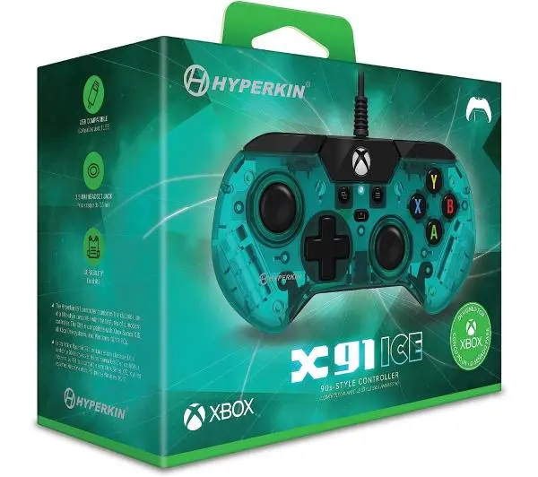 Hyperkin X91 Wired Controller Aqua Green do Xbox, PC Przewodowy