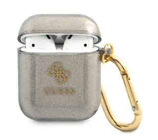Guess Glitter Collection do AirPods Przezroczysty/Czarny