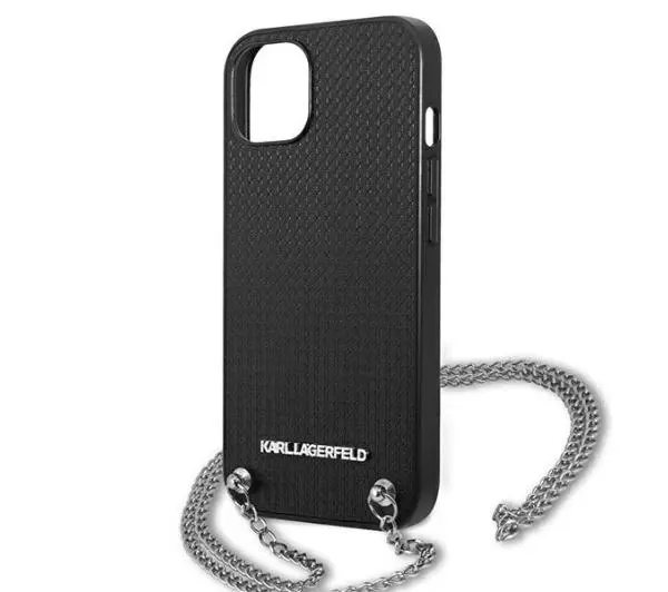 Karl Lagerfeld Leather Textured and Chain KLHCP13SPMK do iPhone 13 mini