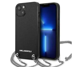 Karl Lagerfeld Leather Textured and Chain KLHCP13MPMK do iPhone 13